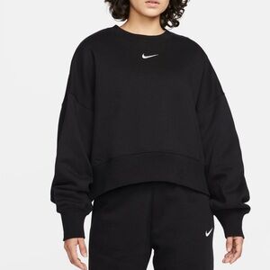 Nike Women's Black Sweatshirt with White Logo
